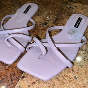 square toe light purple laced up mini healed sandals